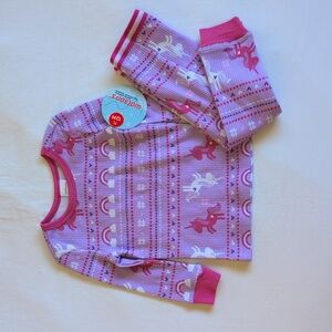 NEW watson's lilac fair isle unicorn thermal ribbed matching set 12 months baby